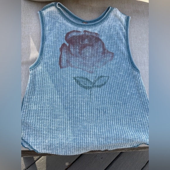 Free People Red Rose Waffle Knit Thermal Tank Top - Picture 3 of 9